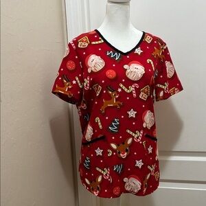 Rudolf The Red Nose Reindeer Scrub Top Pre owned. Great condition.